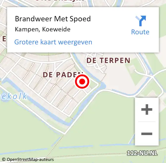 Locatie op kaart van de 112 melding: Brandweer Met Spoed Naar Kampen, Koeweide op 30 oktober 2023 16:45