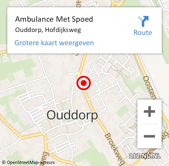Locatie op kaart van de 112 melding: Ambulance Met Spoed Naar Ouddorp, Hofdijksweg op 30 oktober 2023 17:22