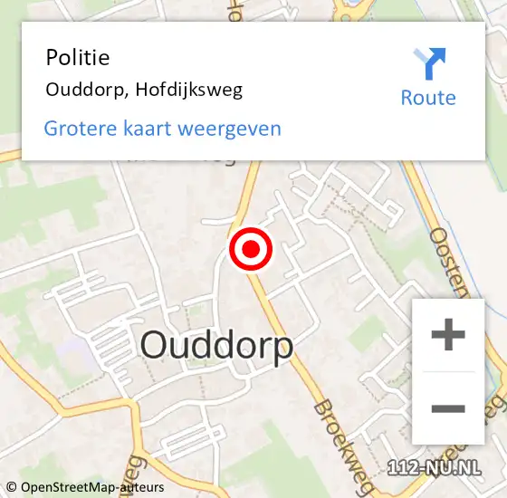 Locatie op kaart van de 112 melding: Politie Ouddorp, Hofdijksweg op 30 oktober 2023 17:22