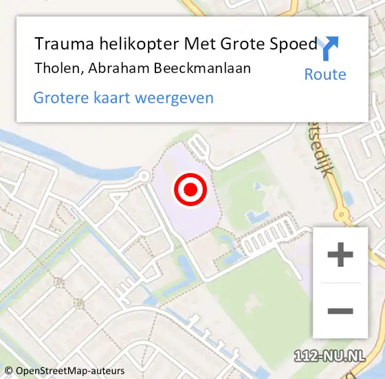 Locatie op kaart van de 112 melding: Trauma helikopter Met Grote Spoed Naar Tholen, Abraham Beeckmanlaan op 30 oktober 2023 17:23
