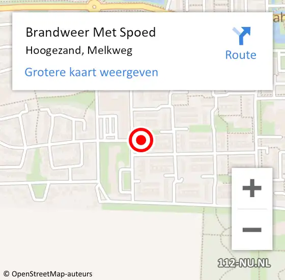Locatie op kaart van de 112 melding: Brandweer Met Spoed Naar Hoogezand, Melkweg op 30 oktober 2023 17:27