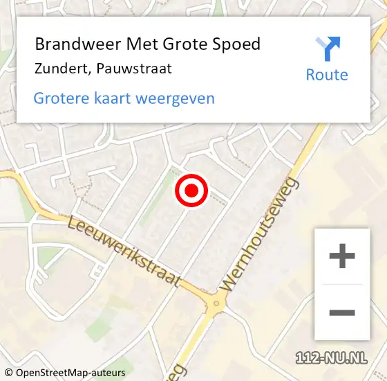 Locatie op kaart van de 112 melding: Brandweer Met Grote Spoed Naar Zundert, Pauwstraat op 30 oktober 2023 17:51