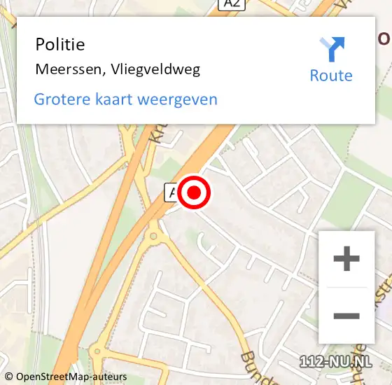 Locatie op kaart van de 112 melding: Politie Meerssen, Vliegveldweg op 30 oktober 2023 17:53