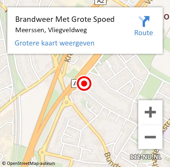 Locatie op kaart van de 112 melding: Brandweer Met Grote Spoed Naar Meerssen, Vliegveldweg op 30 oktober 2023 17:54