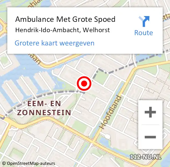 Locatie op kaart van de 112 melding: Ambulance Met Grote Spoed Naar Hendrik-Ido-Ambacht, Welhorst op 30 oktober 2023 18:00