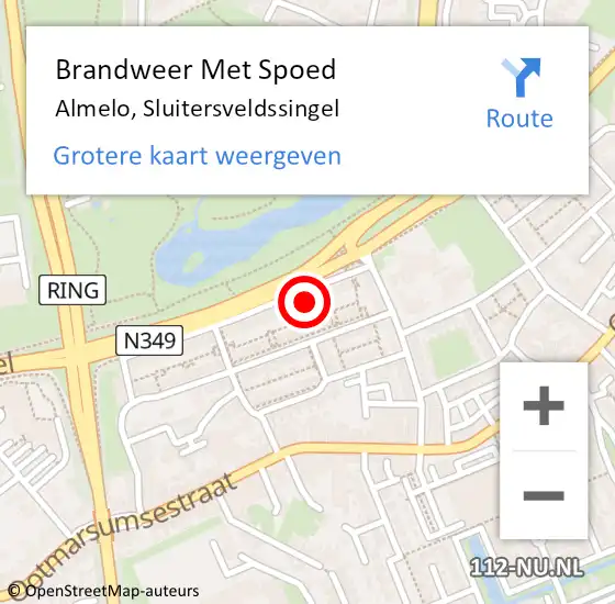 Locatie op kaart van de 112 melding: Brandweer Met Spoed Naar Almelo, Sluitersveldssingel op 30 oktober 2023 18:01