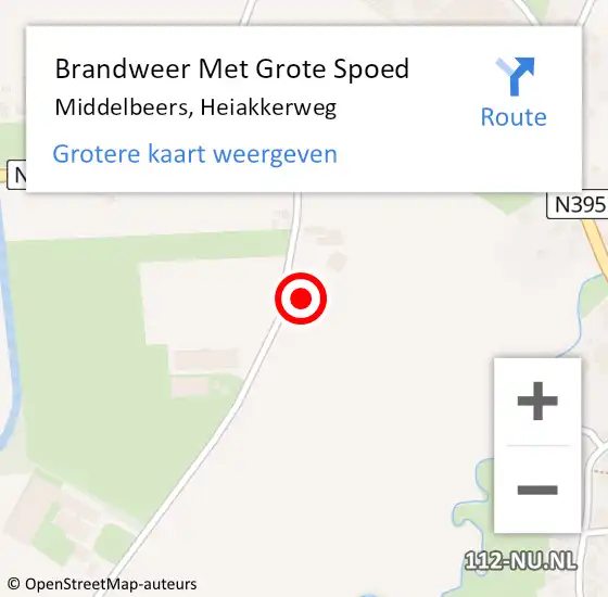 Locatie op kaart van de 112 melding: Brandweer Met Grote Spoed Naar Middelbeers, Heiakkerweg op 30 oktober 2023 18:05