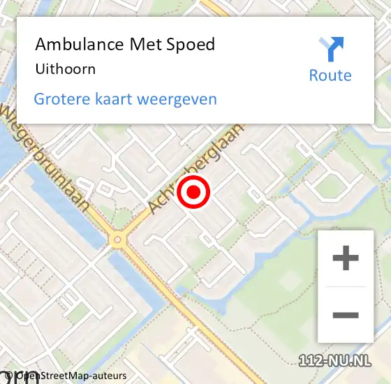 Locatie op kaart van de 112 melding: Ambulance Met Spoed Naar Uithoorn op 30 oktober 2023 18:07