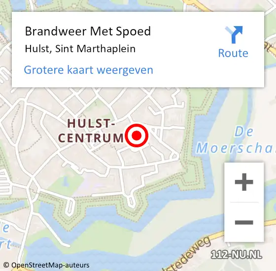 Locatie op kaart van de 112 melding: Brandweer Met Spoed Naar Hulst, Sint Marthaplein op 30 oktober 2023 18:10