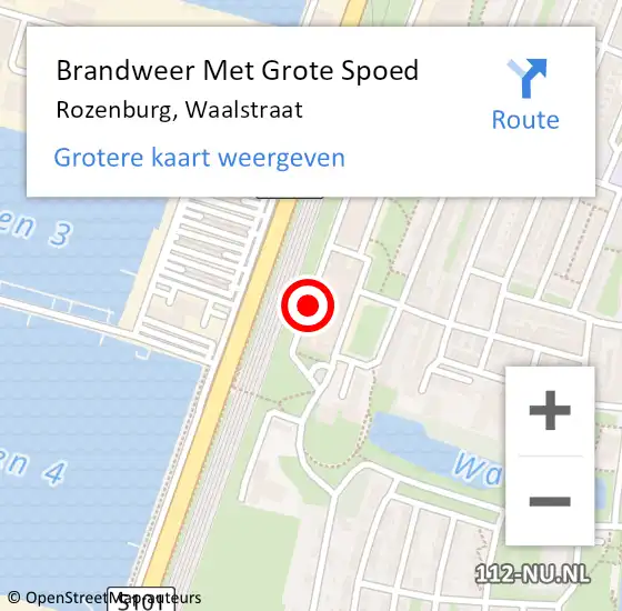 Locatie op kaart van de 112 melding: Brandweer Met Grote Spoed Naar Rozenburg, Waalstraat op 30 oktober 2023 18:54