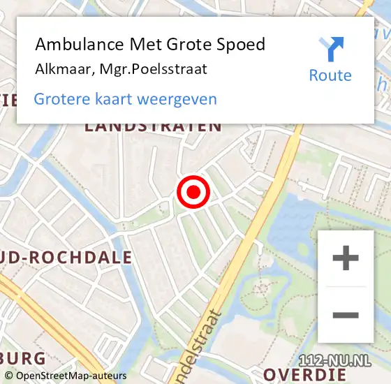 Locatie op kaart van de 112 melding: Ambulance Met Grote Spoed Naar Alkmaar, Mgr.Poelsstraat op 30 oktober 2023 18:59