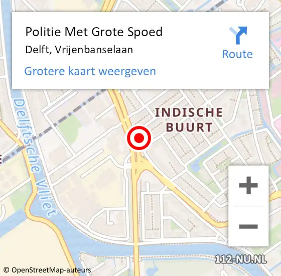 Locatie op kaart van de 112 melding: Politie Met Grote Spoed Naar Delft, Vrijenbanselaan op 30 oktober 2023 19:04