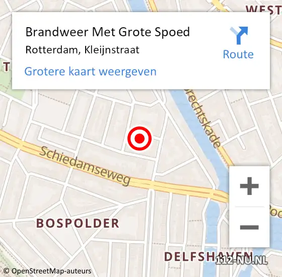 Locatie op kaart van de 112 melding: Brandweer Met Grote Spoed Naar Rotterdam, Kleijnstraat op 30 oktober 2023 19:04