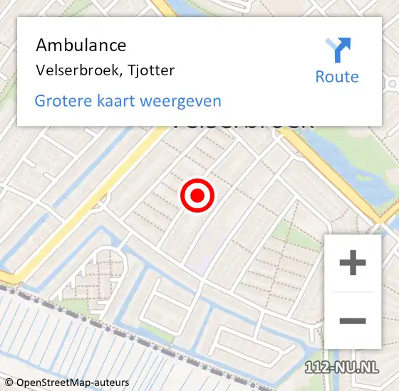 Locatie op kaart van de 112 melding: Ambulance Velserbroek, Tjotter op 30 oktober 2023 19:13