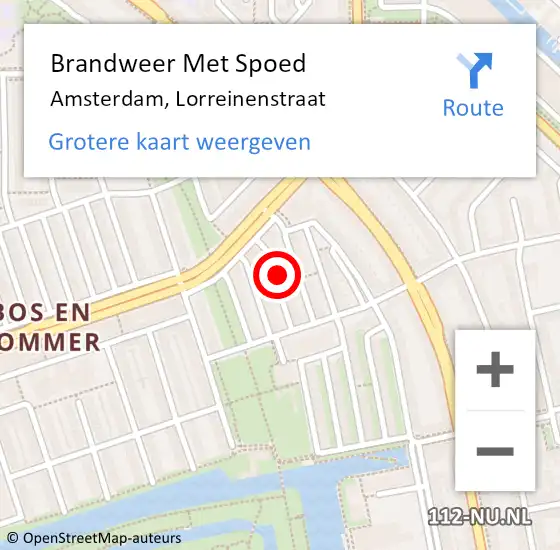 Locatie op kaart van de 112 melding: Brandweer Met Spoed Naar Amsterdam, Lorreinenstraat op 30 oktober 2023 19:15