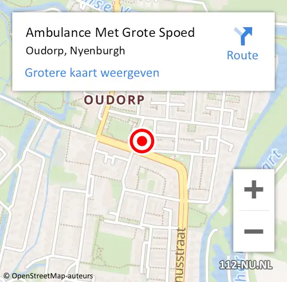 Locatie op kaart van de 112 melding: Ambulance Met Grote Spoed Naar Oudorp, Nyenburgh op 30 oktober 2023 19:18