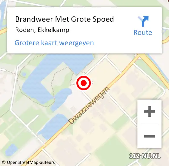 Locatie op kaart van de 112 melding: Brandweer Met Grote Spoed Naar Roden, Ekkelkamp op 30 oktober 2023 19:25