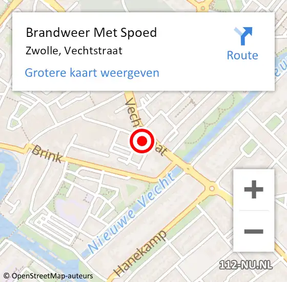 Locatie op kaart van de 112 melding: Brandweer Met Spoed Naar Zwolle, Vechtstraat op 30 oktober 2023 19:34