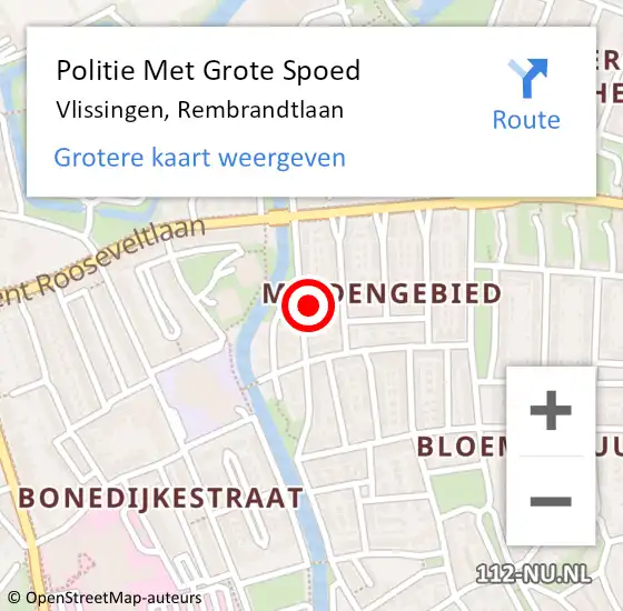 Locatie op kaart van de 112 melding: Politie Met Grote Spoed Naar Vlissingen, Rembrandtlaan op 30 oktober 2023 20:12