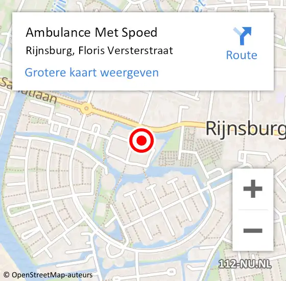 Locatie op kaart van de 112 melding: Ambulance Met Spoed Naar Rijnsburg, Floris Versterstraat op 30 oktober 2023 20:27