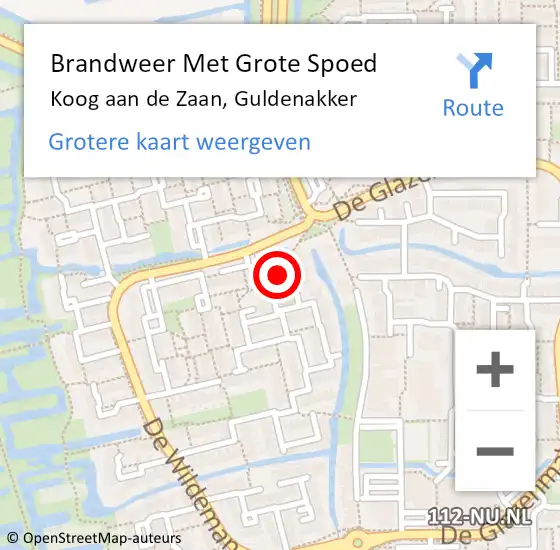 Locatie op kaart van de 112 melding: Brandweer Met Grote Spoed Naar Koog aan de Zaan, Guldenakker op 30 oktober 2023 20:32