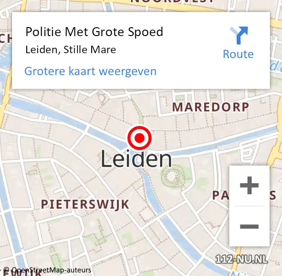 Locatie op kaart van de 112 melding: Politie Met Grote Spoed Naar Leiden, Stille Mare op 30 oktober 2023 20:33