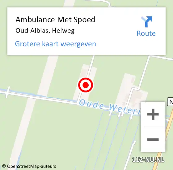 Locatie op kaart van de 112 melding: Ambulance Met Spoed Naar Oud-Alblas, Heiweg op 30 oktober 2023 20:44