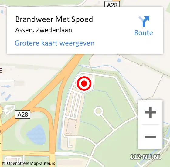 Locatie op kaart van de 112 melding: Brandweer Met Spoed Naar Assen, Zwedenlaan op 30 oktober 2023 20:45