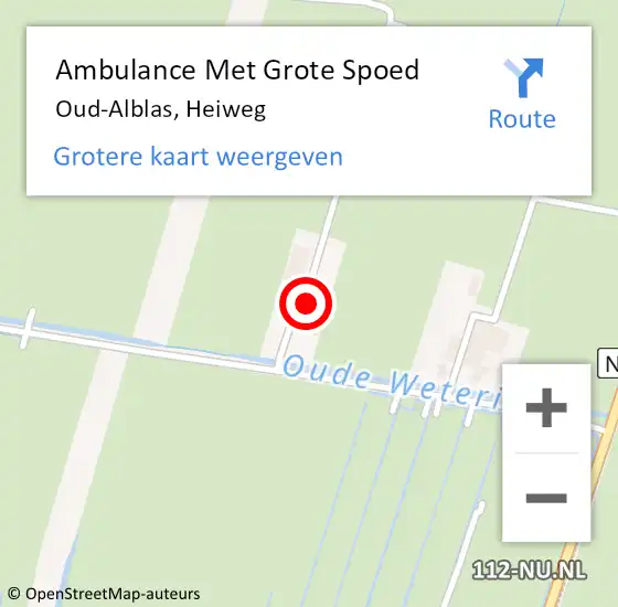 Locatie op kaart van de 112 melding: Ambulance Met Grote Spoed Naar Oud-Alblas, Heiweg op 30 oktober 2023 20:54