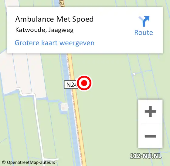Locatie op kaart van de 112 melding: Ambulance Met Spoed Naar Katwoude, Jaagweg op 30 oktober 2023 21:13