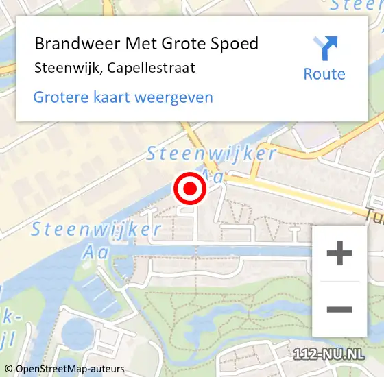 Locatie op kaart van de 112 melding: Brandweer Met Grote Spoed Naar Steenwijk, Capellestraat op 13 september 2014 12:27