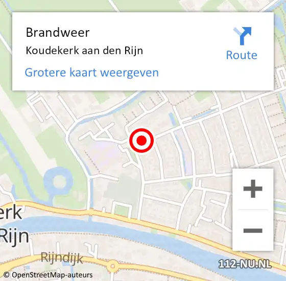 Locatie op kaart van de 112 melding: Brandweer Koudekerk aan den Rijn op 30 oktober 2023 21:27
