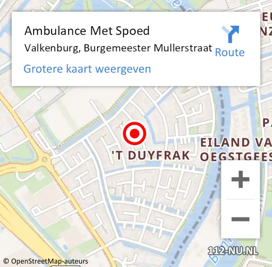 Locatie op kaart van de 112 melding: Ambulance Met Spoed Naar Valkenburg, Burgemeester Mullerstraat op 30 oktober 2023 21:39