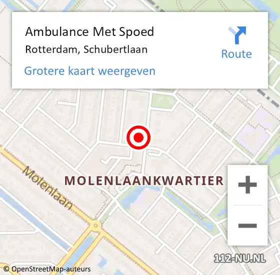 Locatie op kaart van de 112 melding: Ambulance Met Spoed Naar Rotterdam, Schubertlaan op 30 oktober 2023 21:55