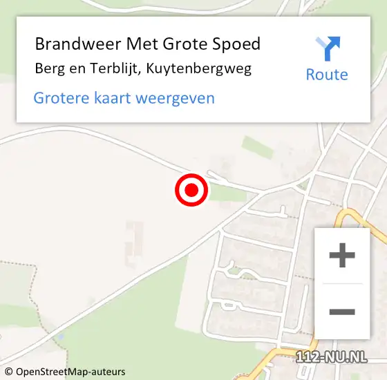 Locatie op kaart van de 112 melding: Brandweer Met Grote Spoed Naar Berg en Terblijt, Kuytenbergweg op 30 oktober 2023 22:20