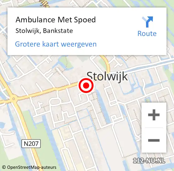 Locatie op kaart van de 112 melding: Ambulance Met Spoed Naar Stolwijk, Bankstate op 30 oktober 2023 22:35