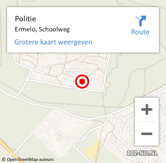 Locatie op kaart van de 112 melding: Politie Ermelo, Schoolweg op 30 oktober 2023 22:47