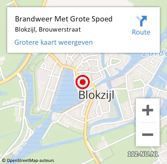 Locatie op kaart van de 112 melding: Brandweer Met Grote Spoed Naar Blokzijl, Brouwerstraat op 30 oktober 2023 23:18