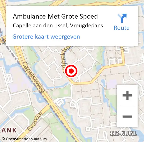 Locatie op kaart van de 112 melding: Ambulance Met Grote Spoed Naar Capelle aan den IJssel, Vreugdedans op 30 oktober 2023 23:25