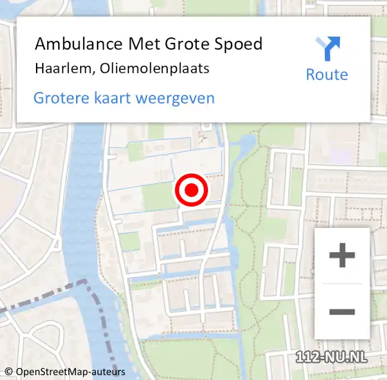 Locatie op kaart van de 112 melding: Ambulance Met Grote Spoed Naar Haarlem, Oliemolenplaats op 31 oktober 2023 02:02