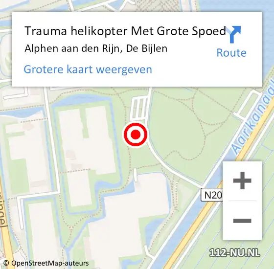 Locatie op kaart van de 112 melding: Trauma helikopter Met Grote Spoed Naar Alphen aan den Rijn, De Bijlen op 31 oktober 2023 03:05