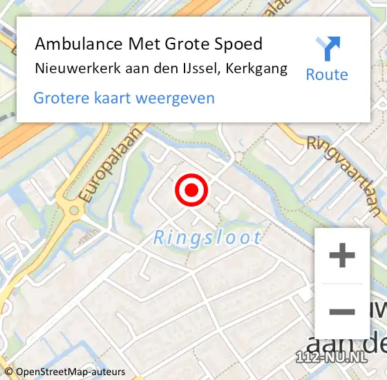 Locatie op kaart van de 112 melding: Ambulance Met Grote Spoed Naar Nieuwerkerk aan den IJssel, Kerkgang op 31 oktober 2023 03:24