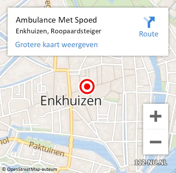 Locatie op kaart van de 112 melding: Ambulance Met Spoed Naar Enkhuizen, Roopaardsteiger op 31 oktober 2023 04:23