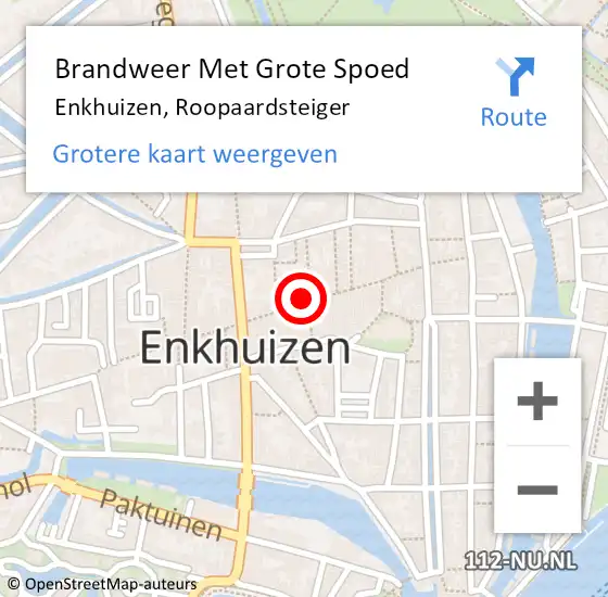 Locatie op kaart van de 112 melding: Brandweer Met Grote Spoed Naar Enkhuizen, Roopaardsteiger op 31 oktober 2023 04:49