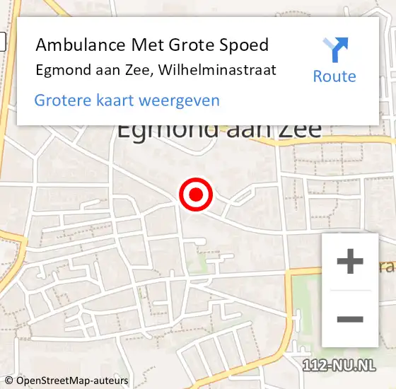 Locatie op kaart van de 112 melding: Ambulance Met Grote Spoed Naar Egmond aan Zee, Wilhelminastraat op 31 oktober 2023 04:51