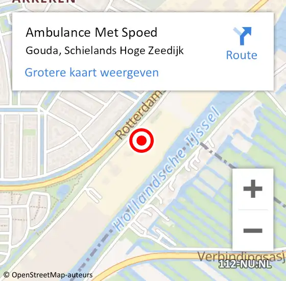 Locatie op kaart van de 112 melding: Ambulance Met Spoed Naar Gouda, Schielands Hoge Zeedijk op 31 oktober 2023 05:35