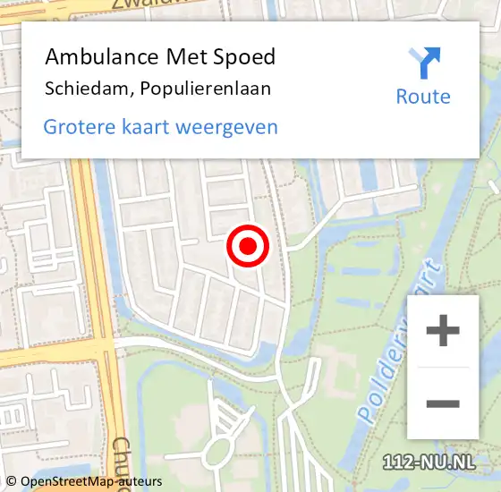 Locatie op kaart van de 112 melding: Ambulance Met Spoed Naar Schiedam, Populierenlaan op 31 oktober 2023 05:53