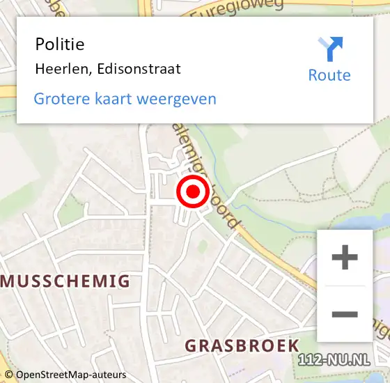 Locatie op kaart van de 112 melding: Politie Heerlen, Edisonstraat op 31 oktober 2023 05:54