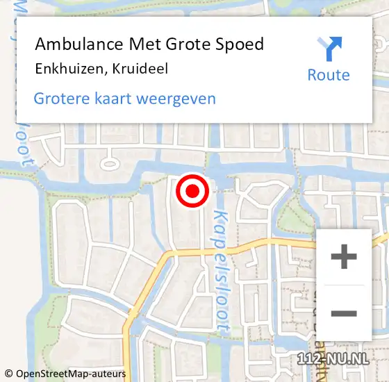 Locatie op kaart van de 112 melding: Ambulance Met Grote Spoed Naar Enkhuizen, Kruideel op 31 oktober 2023 07:20