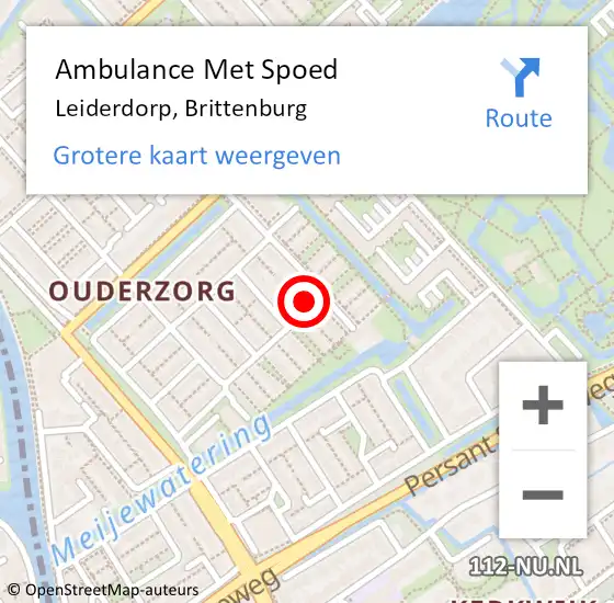 Locatie op kaart van de 112 melding: Ambulance Met Spoed Naar Leiderdorp, Brittenburg op 31 oktober 2023 07:41